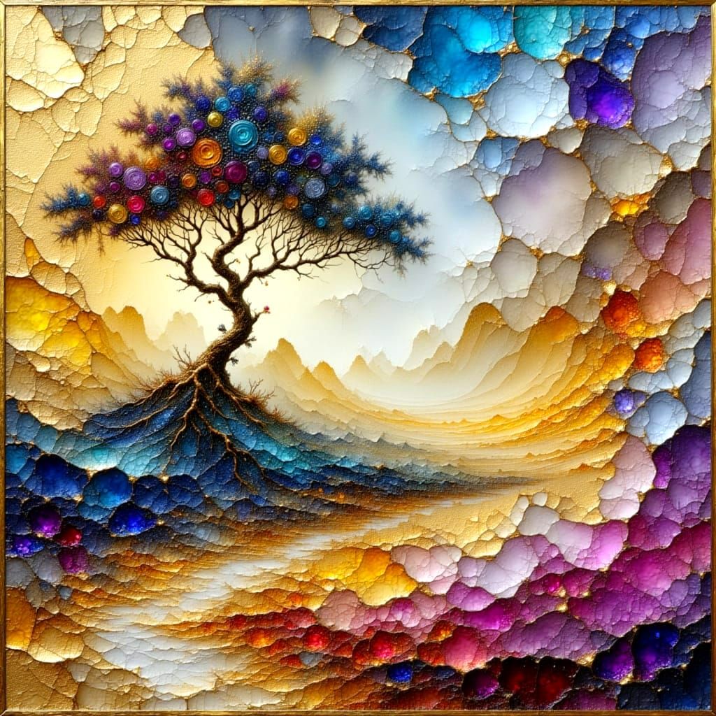 Ethereal Triptych: Dreamlike Worlds Unite in Vibrant Palette