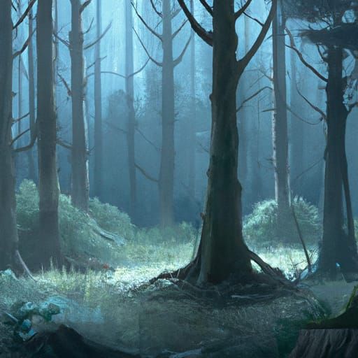 Hyperrealistic Forest Landscape in Post-Impressionist Style