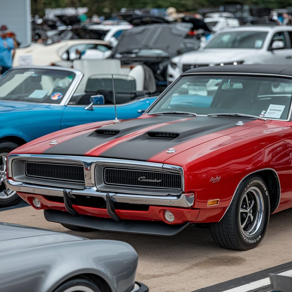 Classic 1969 Dodge Charger at Car Show