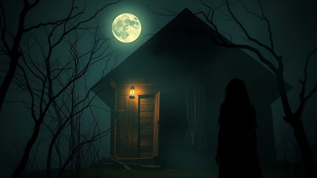 Eerie Bengali Village House at Night Under Full Moon