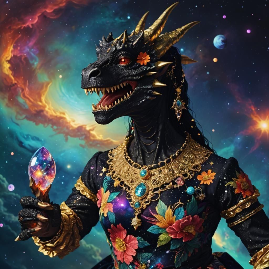 Surreal Stone Wand in Cosmic Psychedelic Art