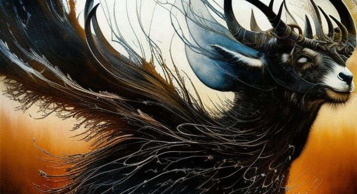 Antelope in Inkblot Style Digital Art