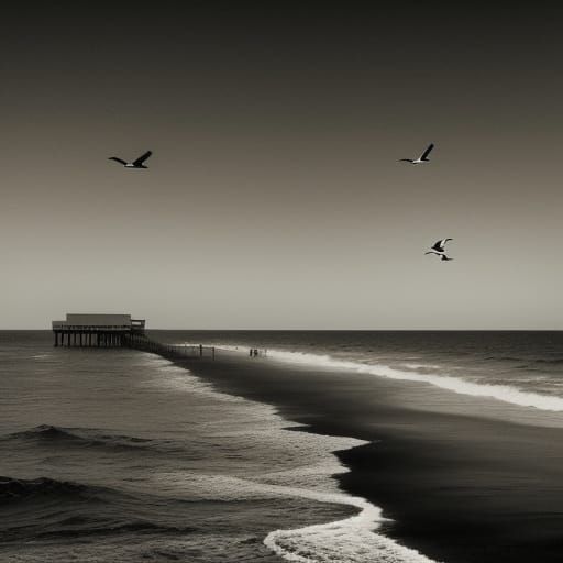 Monochromatic Beach Scene in New York, 1923