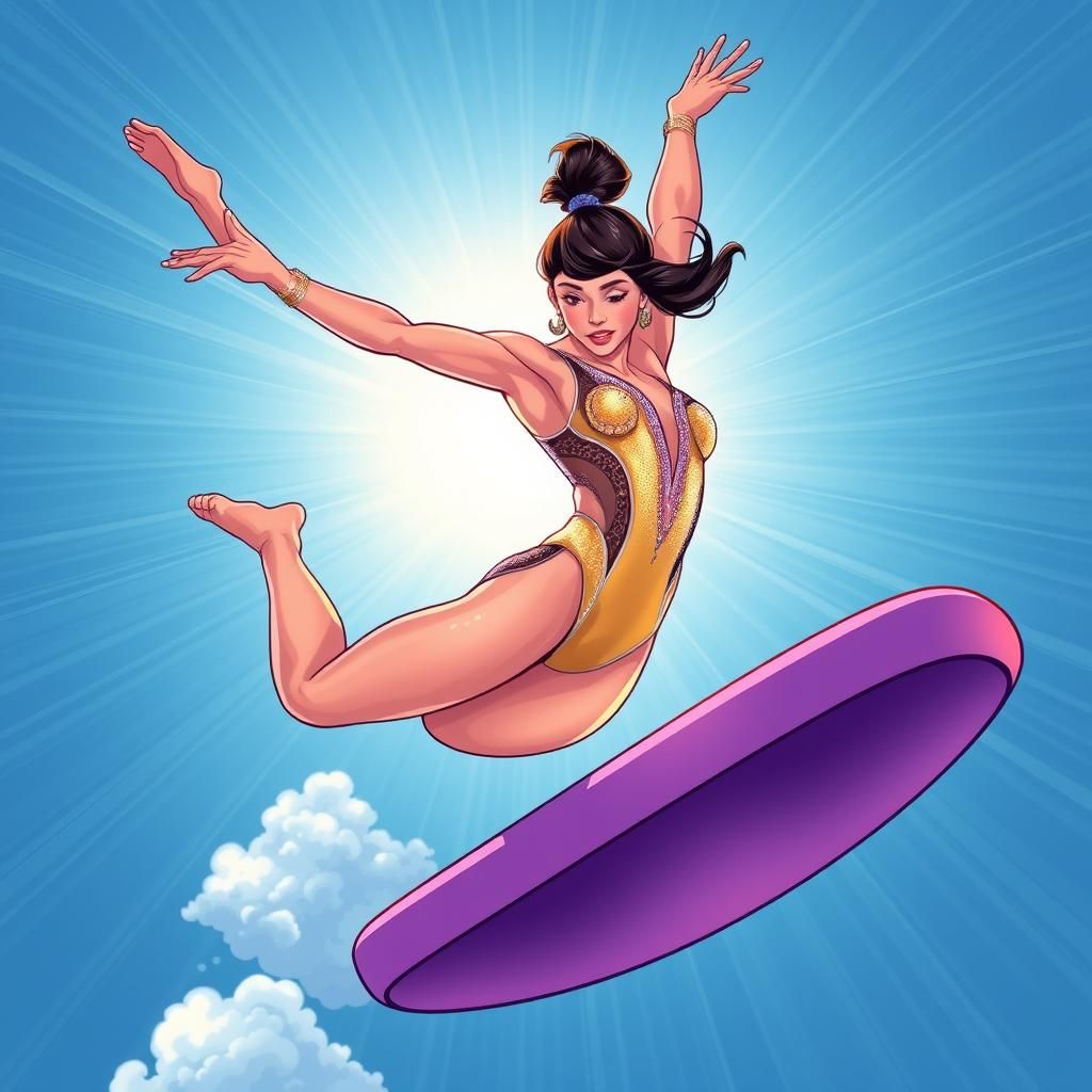 Gymnast's Double Somersault in Loish Graphic Art Style