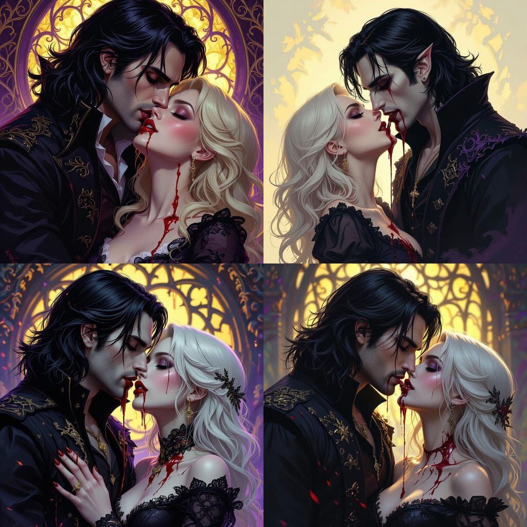 Dark Fantasy Vampire Drains Woman of Blood