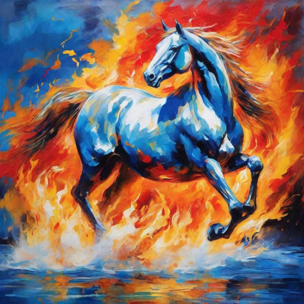 Majestic Horse Gallops Through Flames and Water in Epic Goua...