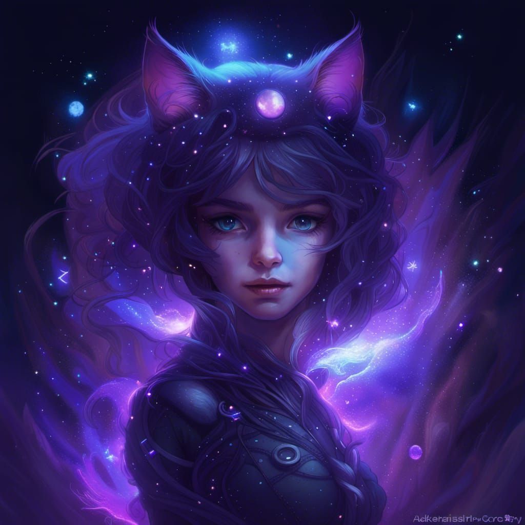 Ethereal Goddess Athena with Galaxy Stars