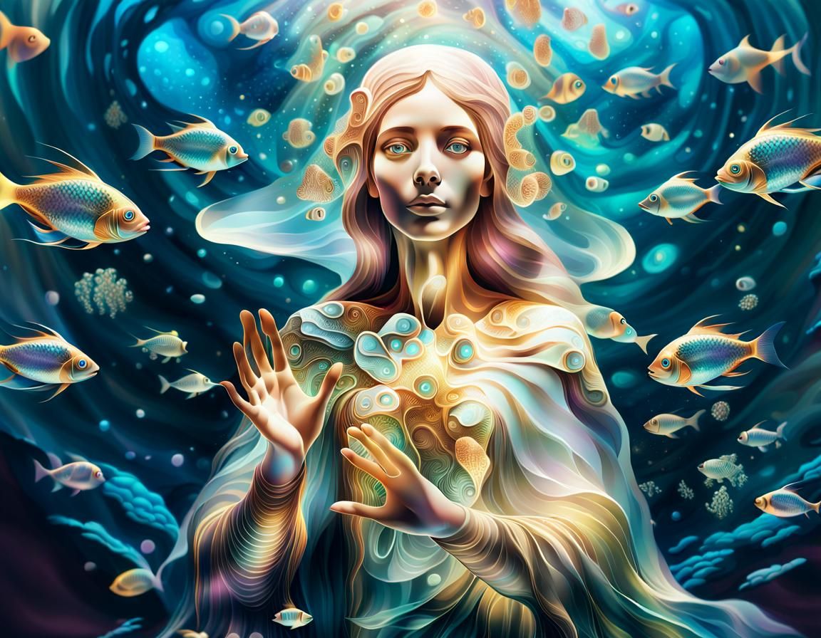 Vibrant Abstract Coral Reef Fractal in Vector Style