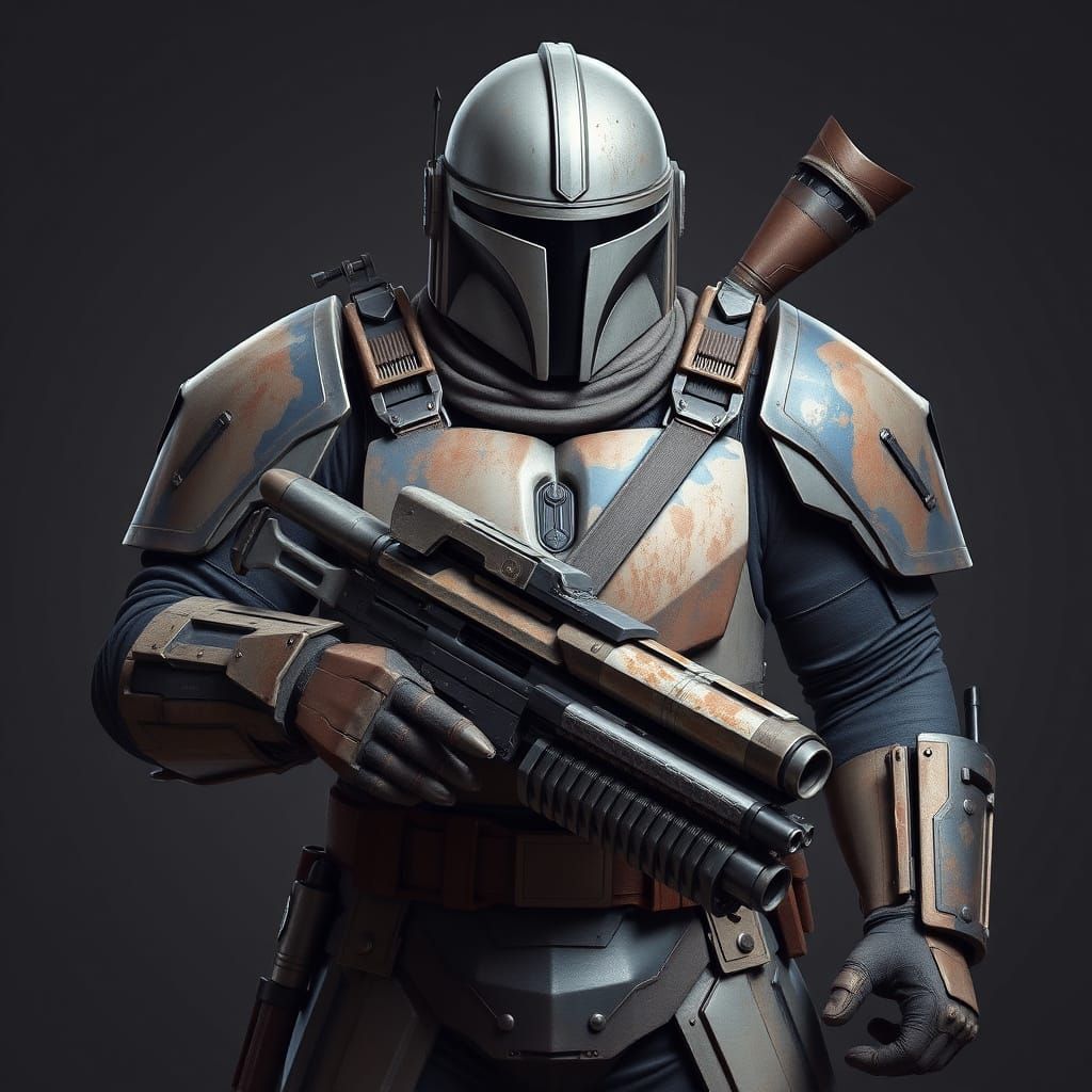 Mandalorian Shock Trooper in Battle-Scarred Armor