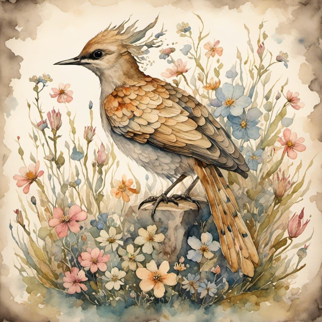 Fantasy Creature in Antique Watercolor Style