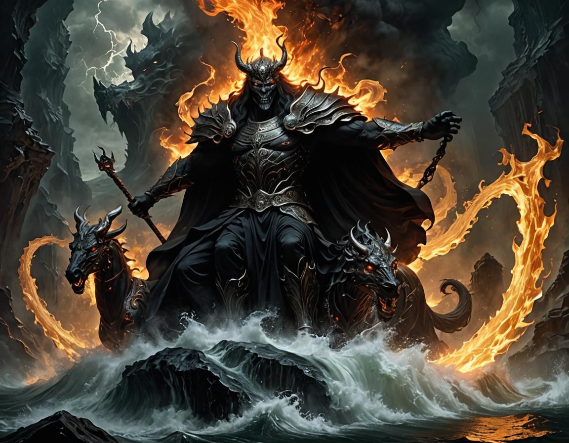 Hades Rides the River Styx in Dark Flames