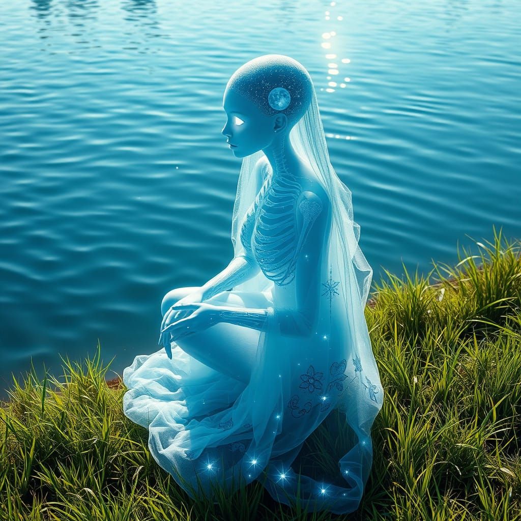 Ethereal Alien Goddess in Diaphanous Robes