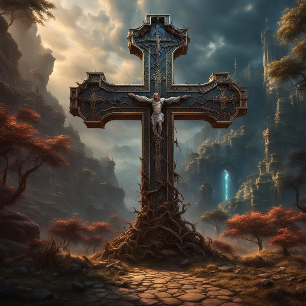 Fantastical Cross: Detailed Matte Painting