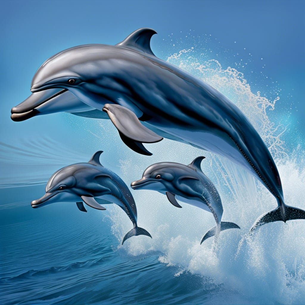 Dolphins Leaping in Photorealistic Style