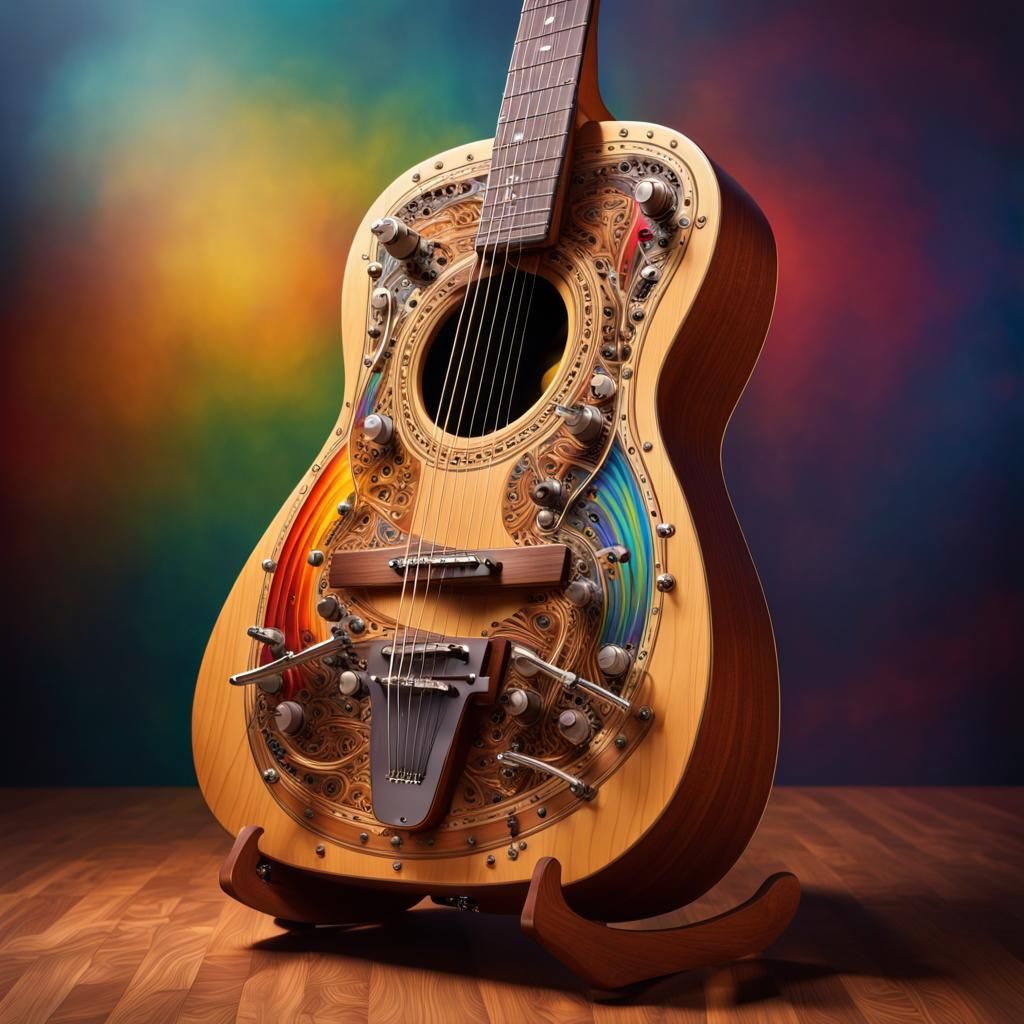 Hyperrealistic Biplane Guitar: Detailed Splash Art