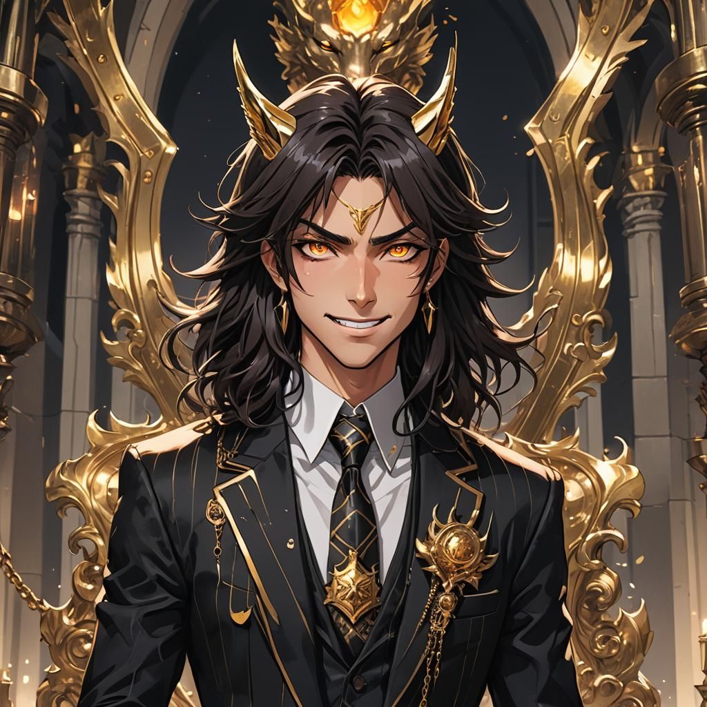 Anime Prince with Wolf Ears and Amber Eyes