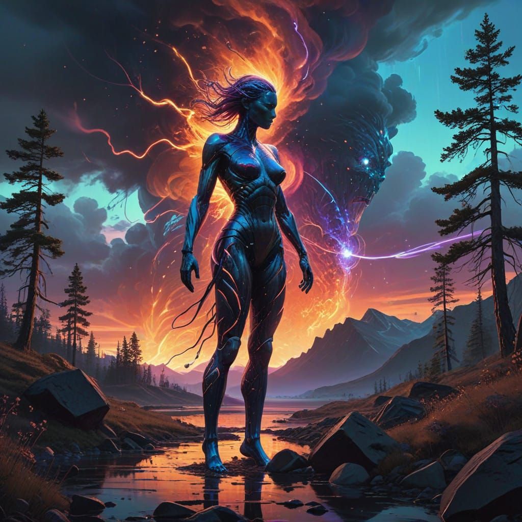 Ethereal Monolith Unveils Radiant Core amidst Swirling Iride...