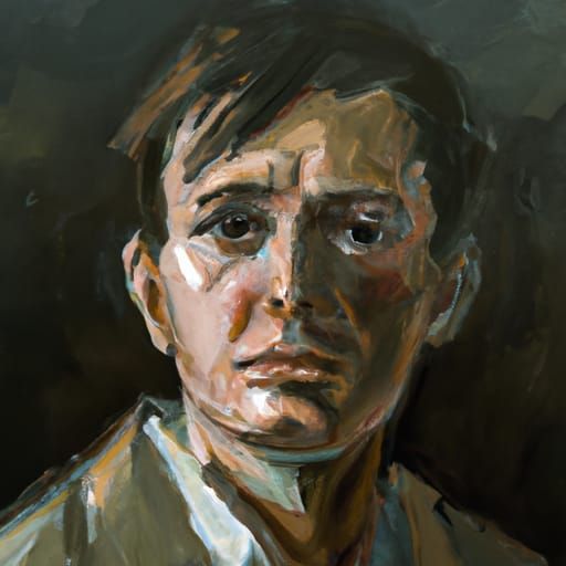 Melancholy Figure in Oil Painting Style