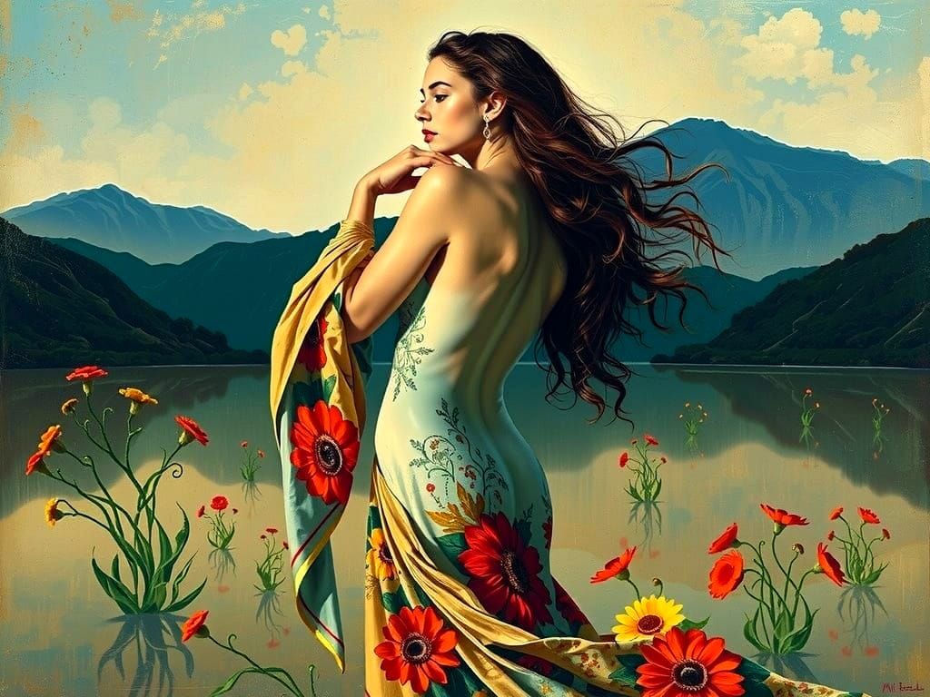 Abstract Bodyscape of Woman in Surrealist Style