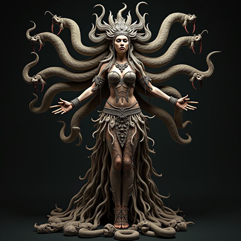 Coatlicue: Aztec Goddess in Anime Style