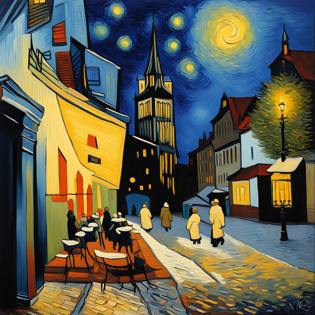 Strasbourg Christmas Market as Impasto Oil Painting