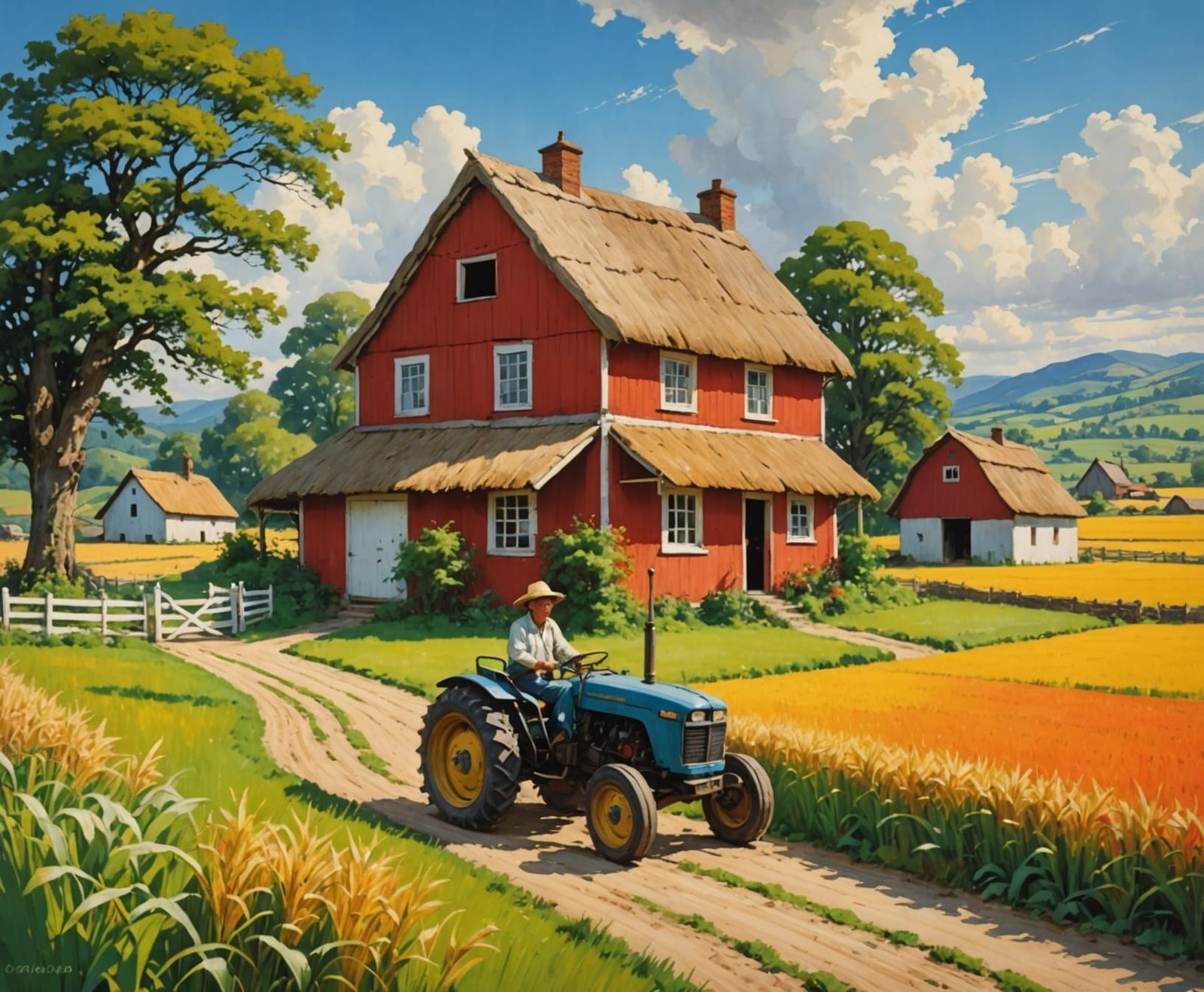 Rustic Valley Idyll in Vibrant Colors