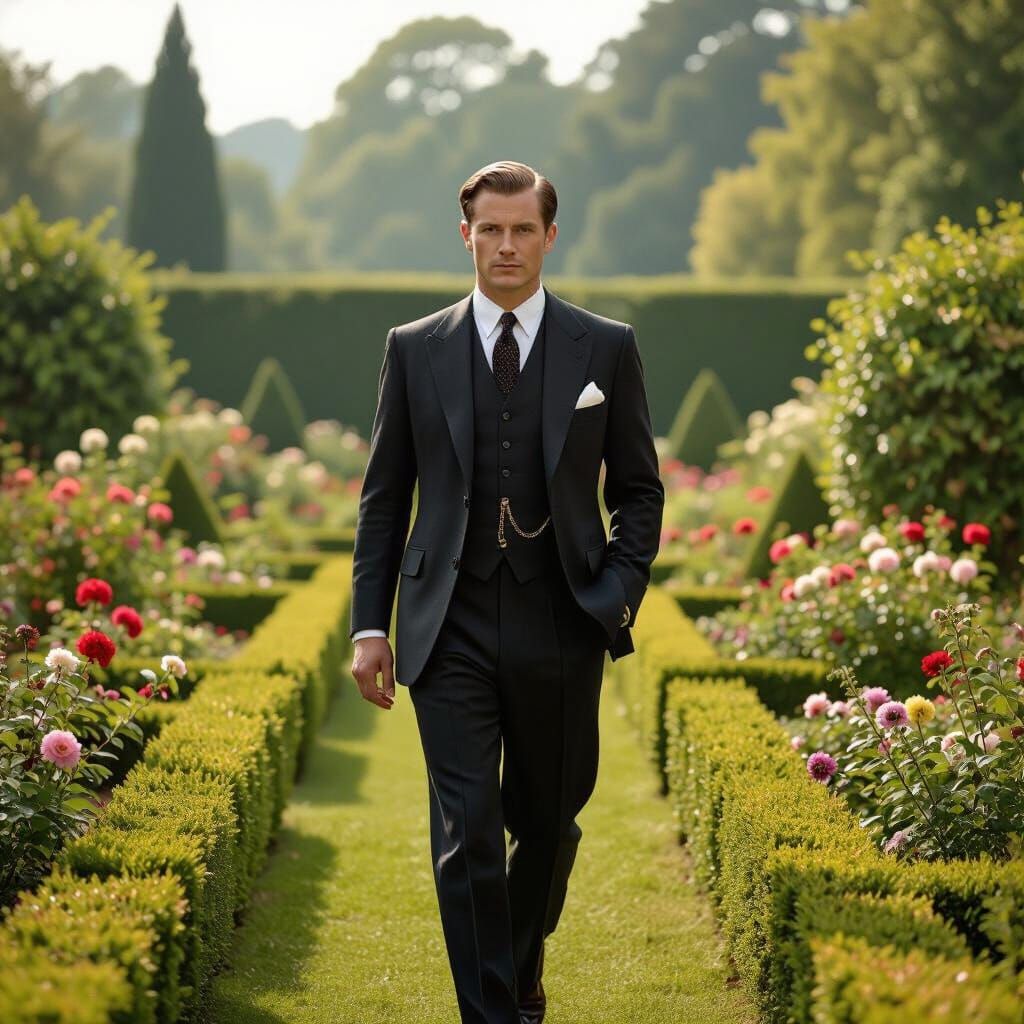 English Gentleman in a Wes Anderson Garden