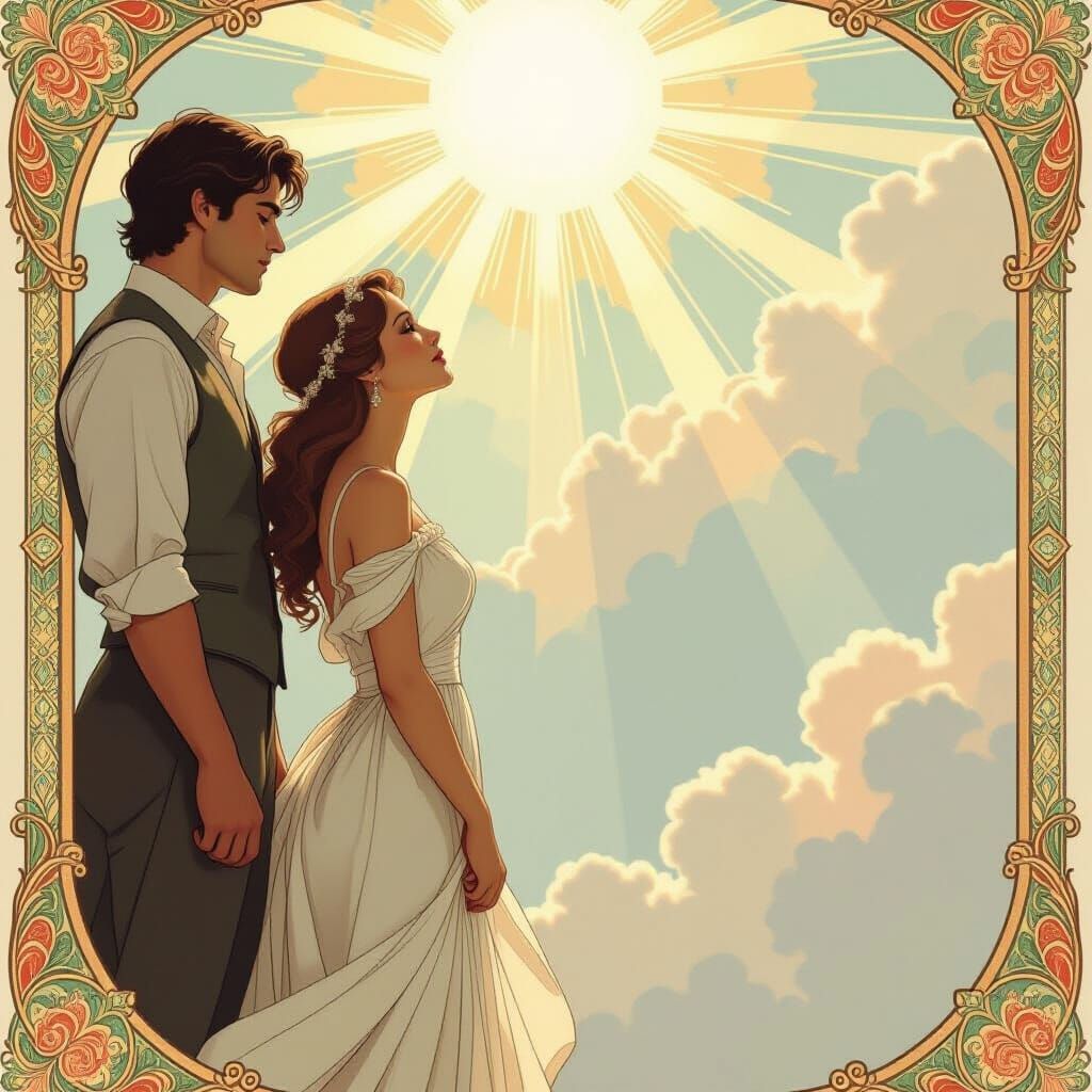 Longing Gaze in Art Nouveau Style