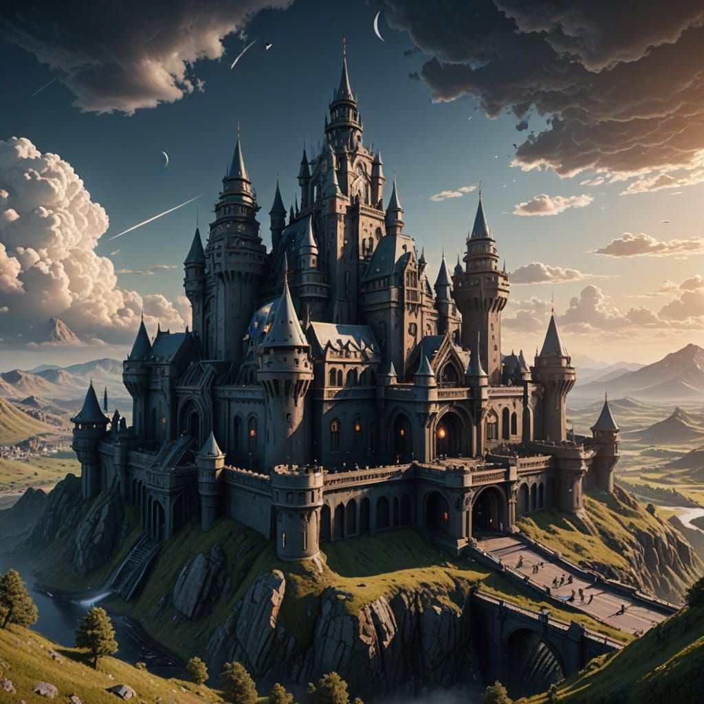 Epic Futuristic Castle in Sci-Fi Style