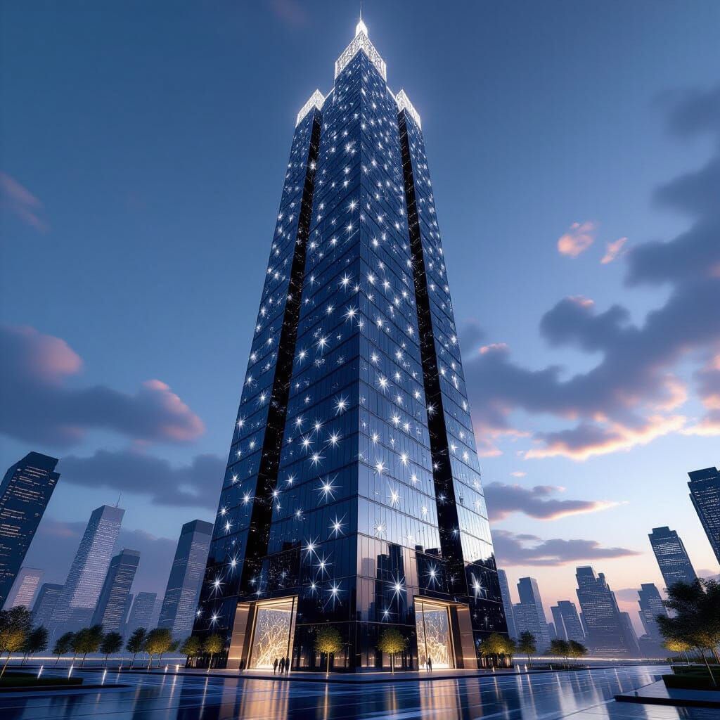 Colossal Diamond Skyscraper at Twilight
