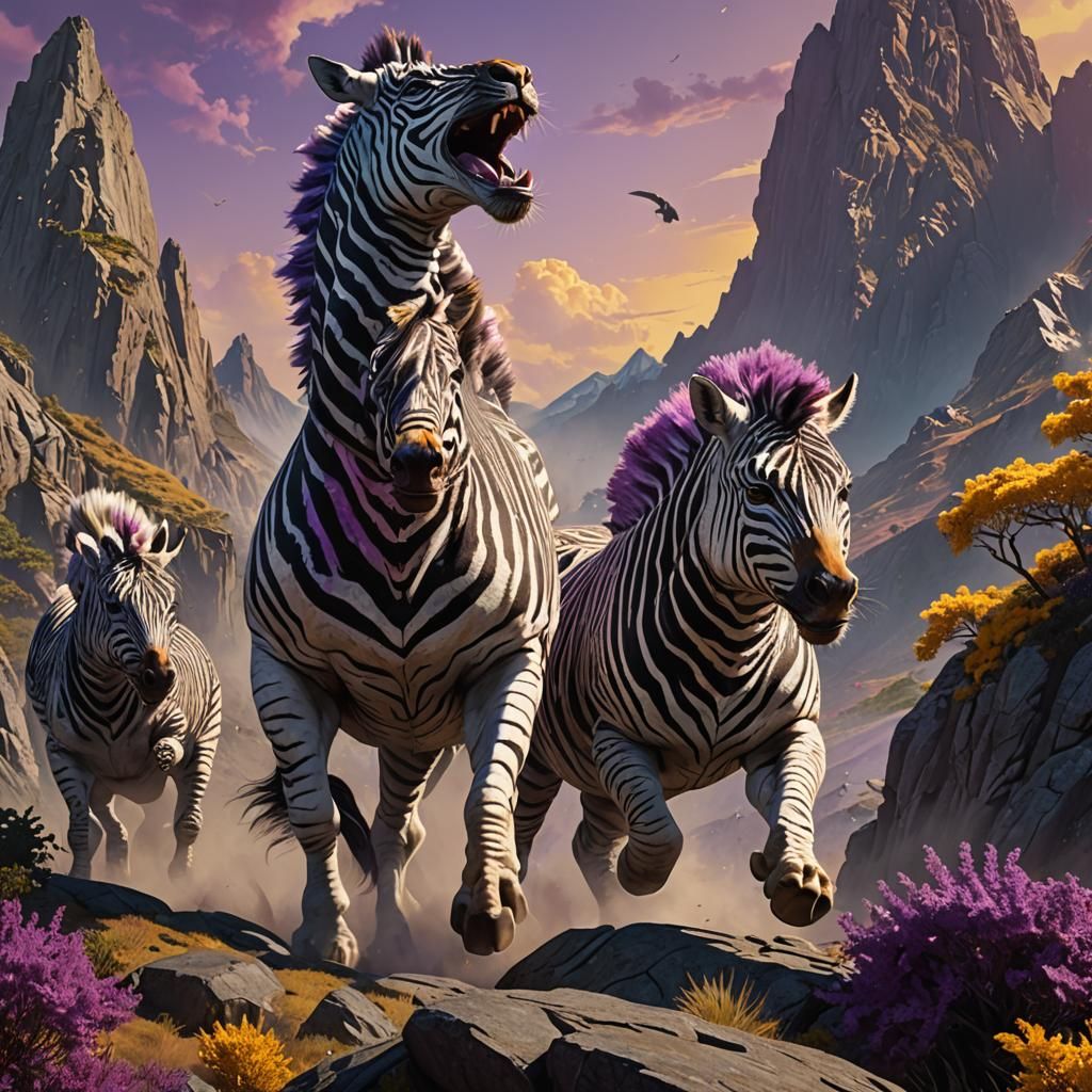 Godzilla Under Zebra Attack: Hyperrealistic Concept Art