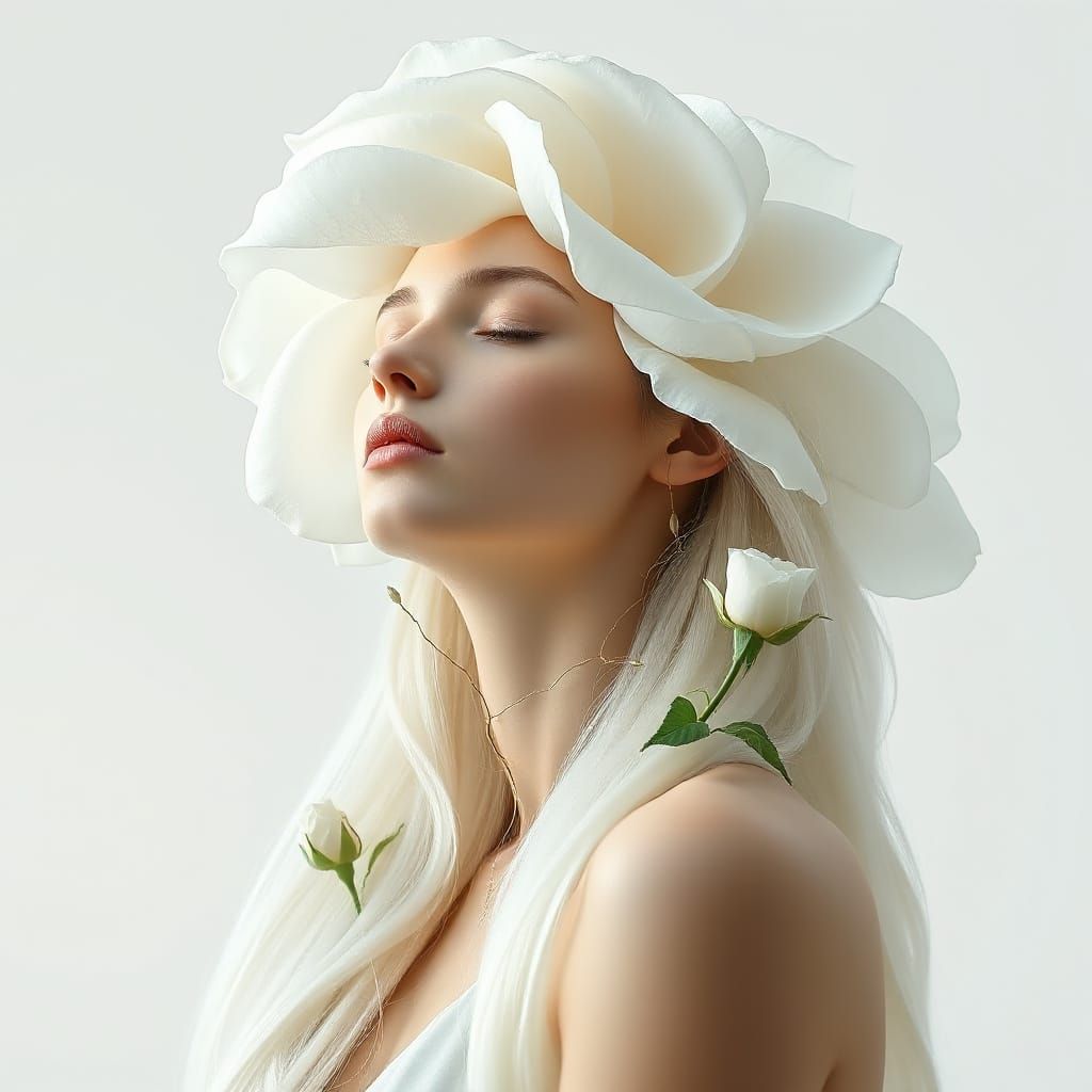 Ethereal White Rose Goddess