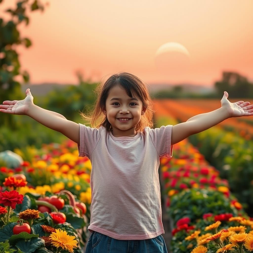 Girl Embraces Nature's Splendor in Cinematic Landscape