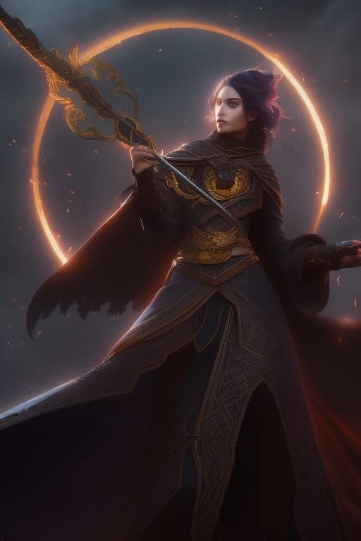 Sorceress Portrait in Dark Fantasy Style