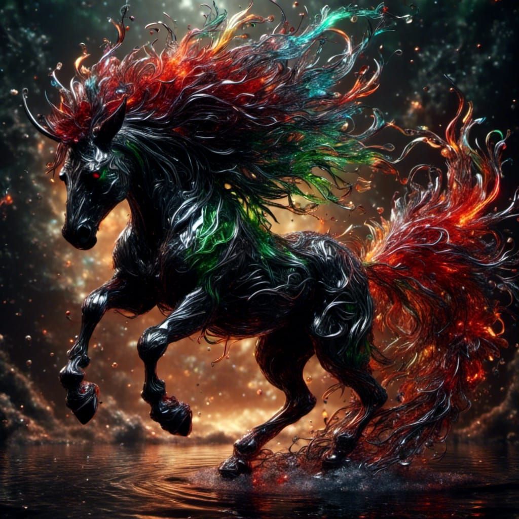 Venom Demon Horse with Dreadlock Mane