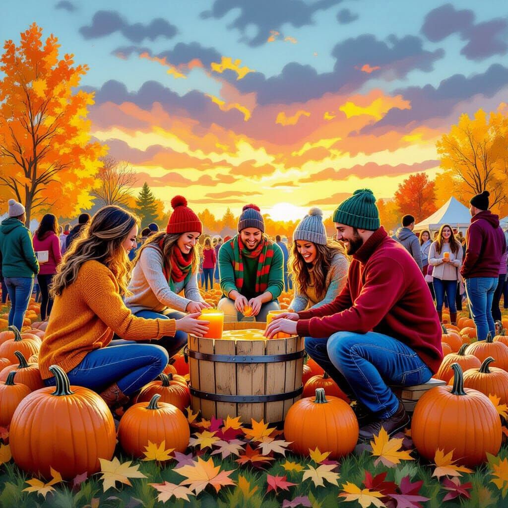 Vibrant Fall Festival: Cider Pressing Amidst Autumn Colors
