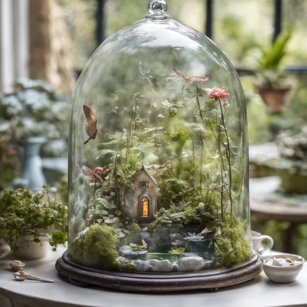 Fairy Lake Ecosystem in Glass Cloche