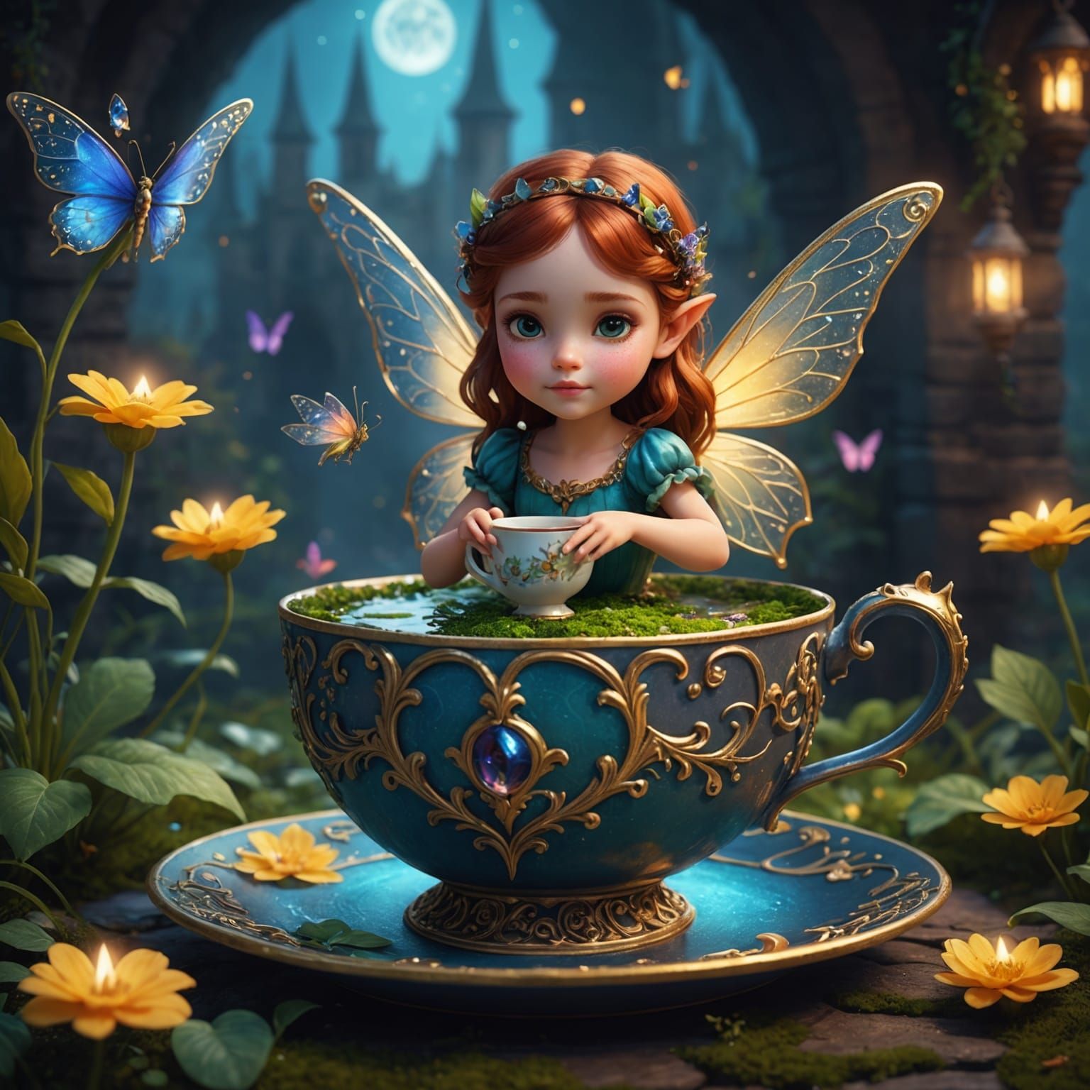 Fairy in Mystical Teacup: Fantasy Concept Art