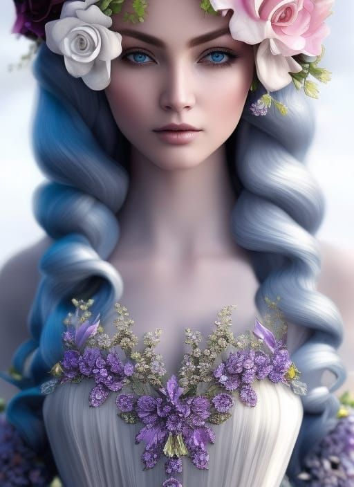 Beautiful Flower Elf Portrait in Hyperrealistic Style