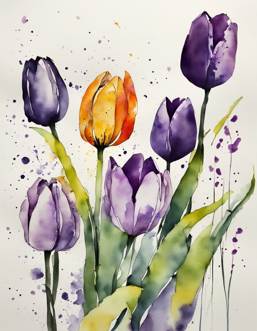Vibrant Wildflower Bloom in Watercolor
