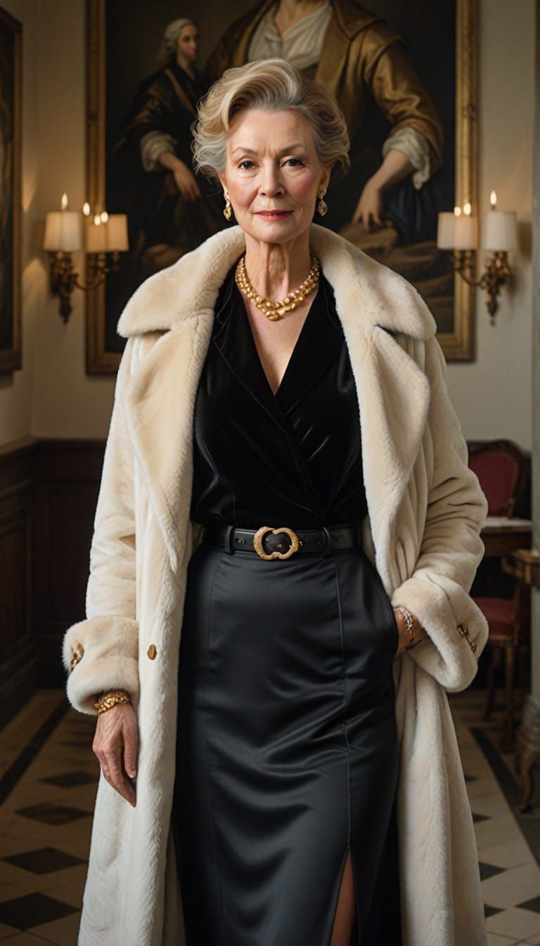 Elegant Blonde Woman in Luxurious Mink Coat