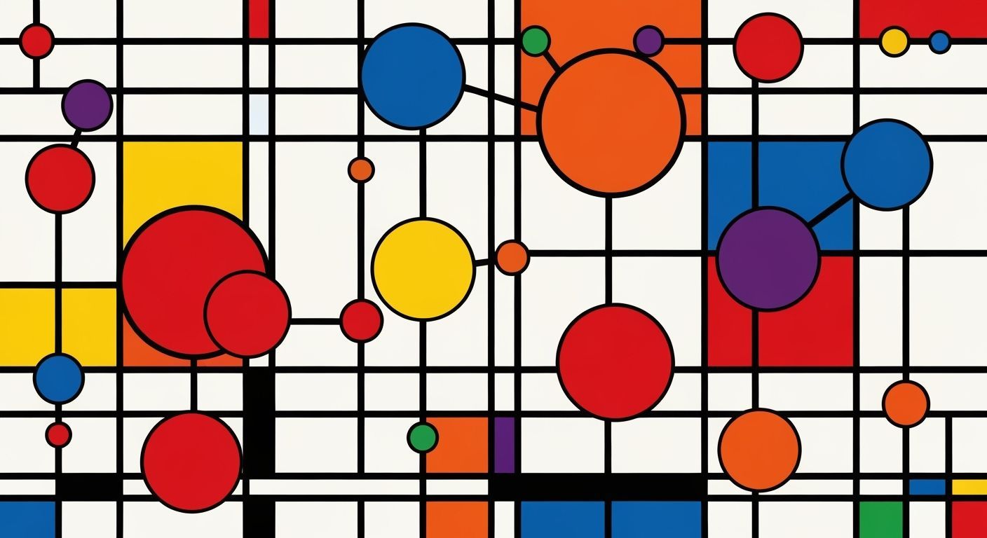 Vibrant Circles Network in Mondrian Style