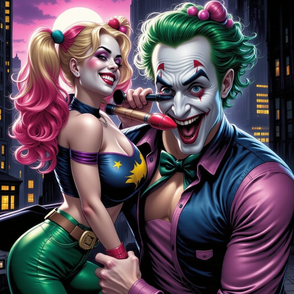 Harley and the Joker <lora:Harley Quin:1.0>