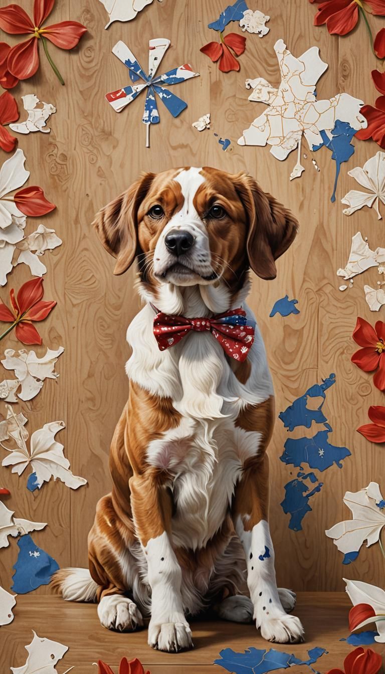 Netherlands Dog Map in Hyperrealistic Splash Art