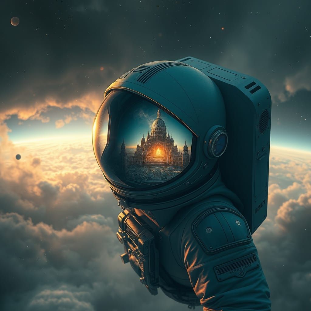 Astronaut in Cosmic City: Steampunk Concept Art