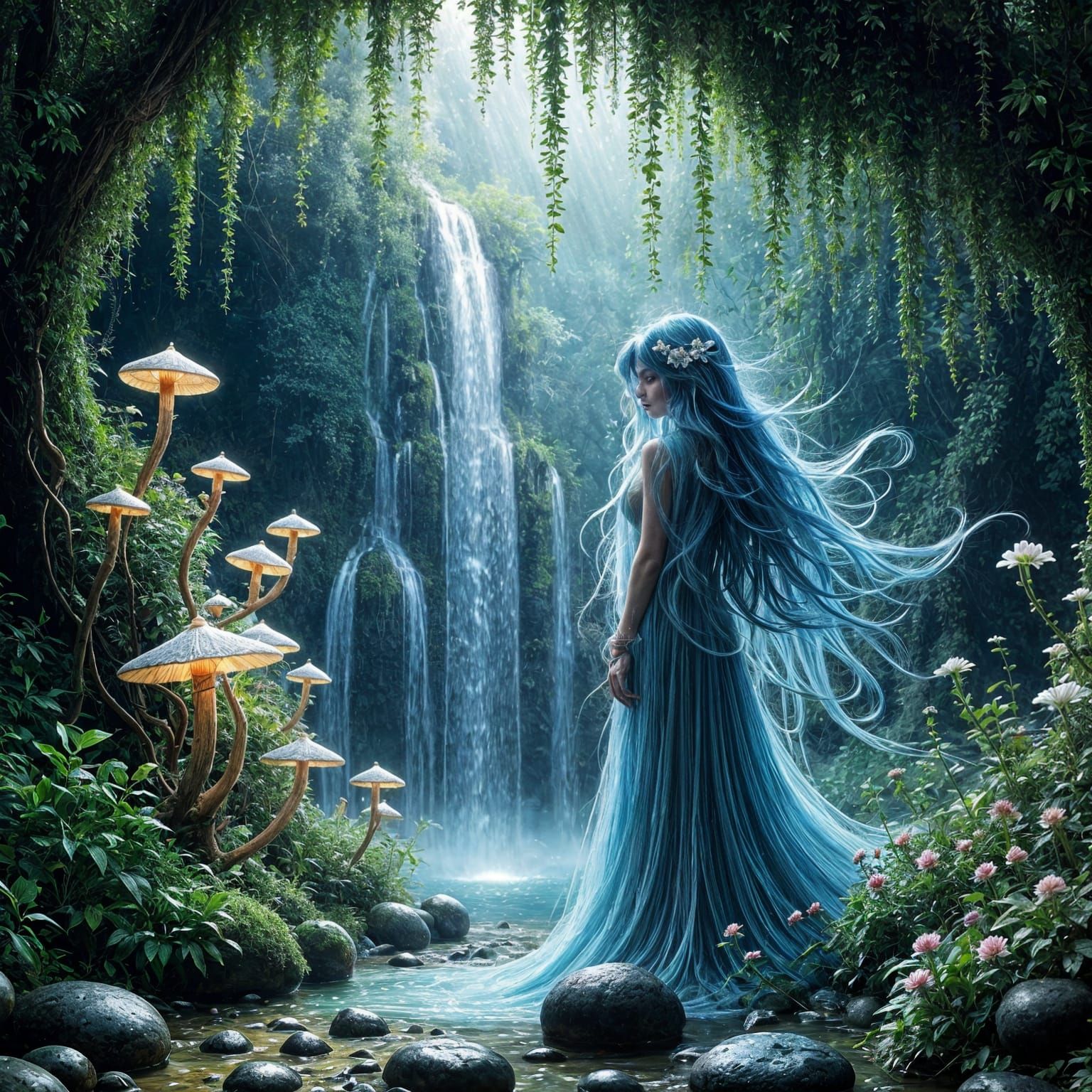 Enchanted Forest Nymph in Art Nouveau Style