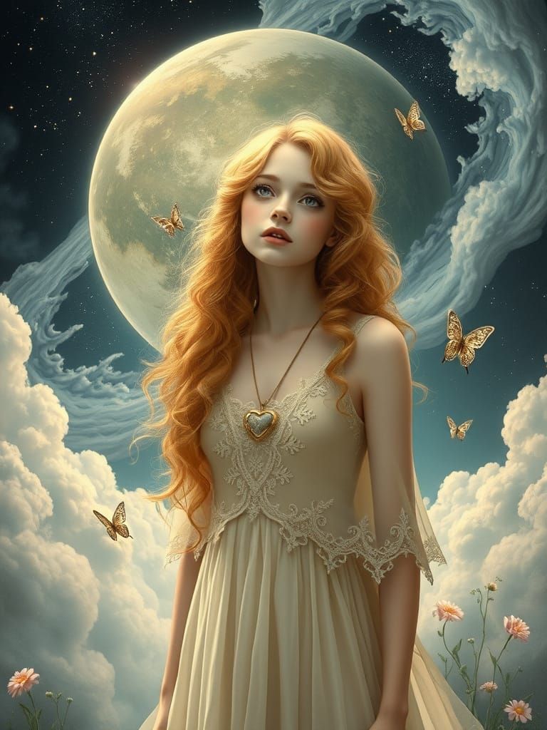 Fairy Tale Princess in Celestial Landscape