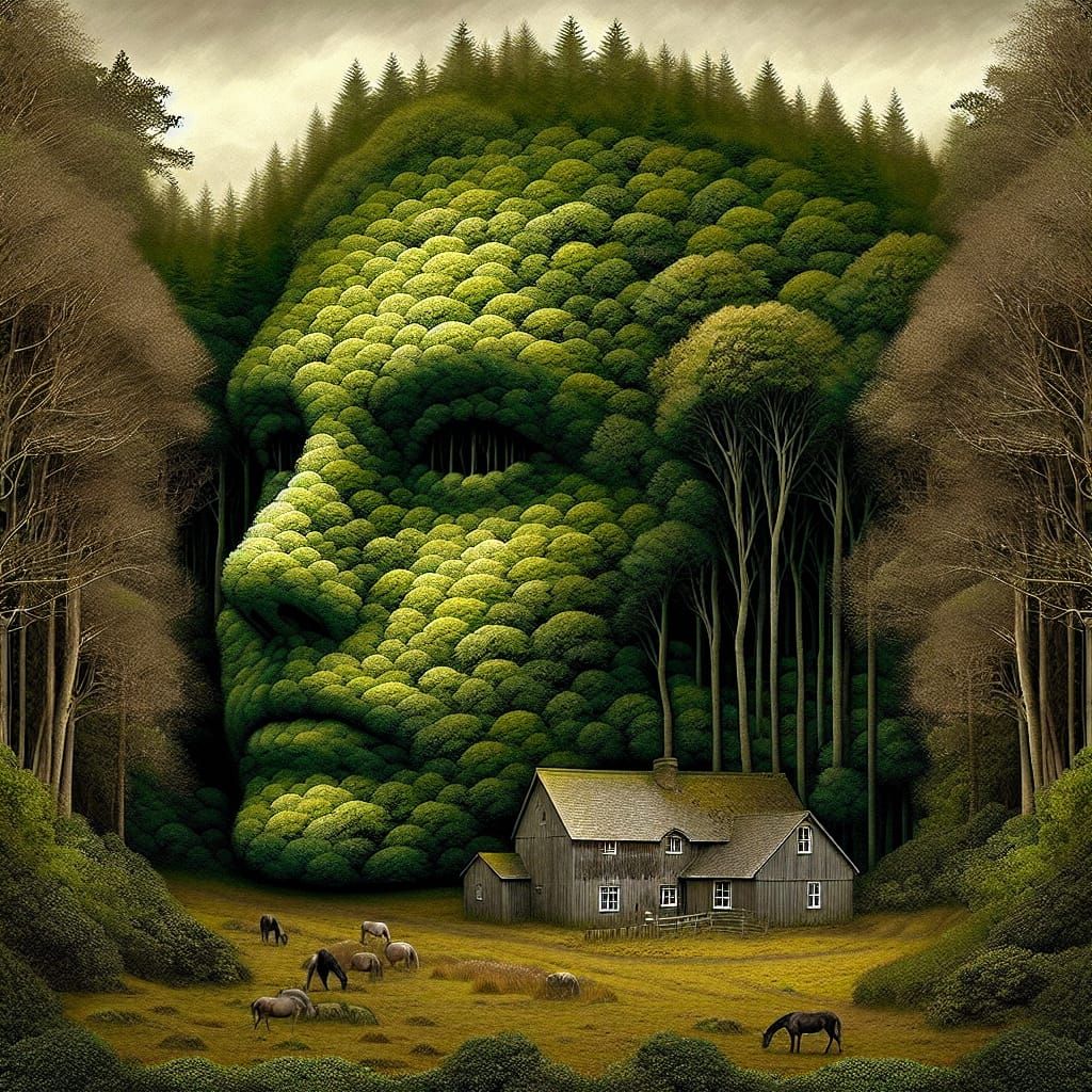 Optical Illusion: Face or Tranquil Countryside?