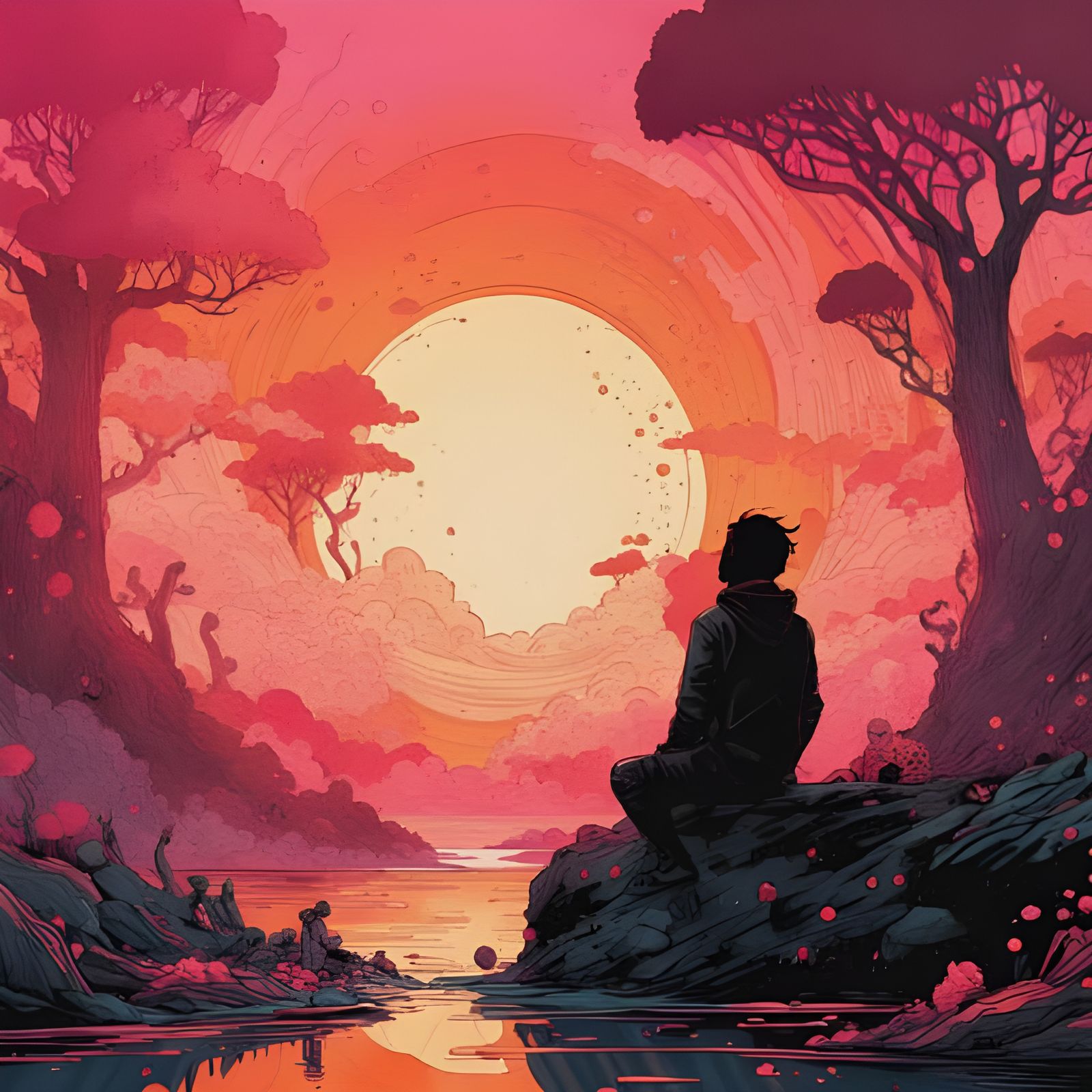 Abstract AI Art: Worry Less Concept