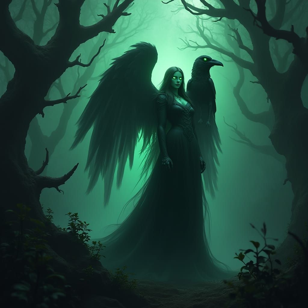 Mysterious Angel of Death in Ancient Forest